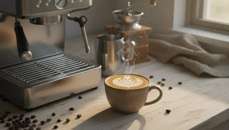 Perfekter Flat White Zuhause