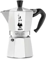 Bialetti Moka Express Ikonische Herdplatten-Espressomaschine, Aluminium, 270 ml, Silber/Schwarz