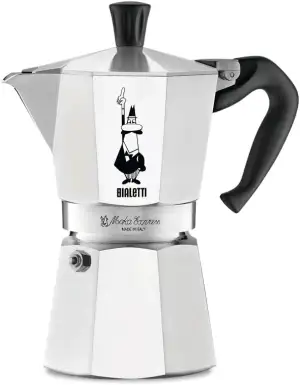 Bialetti Moka Express Ikonische Herdplatten-Espressomaschine, Aluminium, 270 ml,