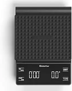 KitchenTour Kaffeewaage mit Timer 3kg/0,1g Hohe Präzision Pour Over Drip Espresso Waage mit hinte...