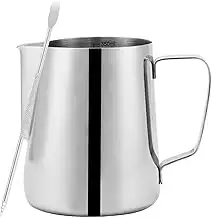 Milchkännchen Edelstahl 350ml, Edelstahl Milchkanne mit Messung inkl. Latte Art Pen, Milch Pitcher P