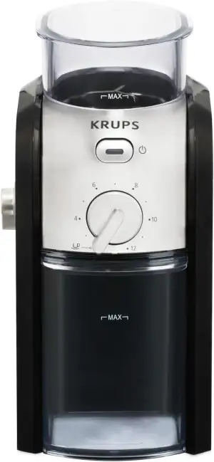 Krups elektrische Kaffeemühle mit Mahlgrad- und Tassenzahlauswahl, Scheibenmahlw