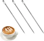 Kaffee Kunst Stift, Latte Art Pen, Latte Art Stift, Edelstahl Kaffee Fancy Stitch Coffee Geschnitzt Stick, DIY Coffee Needle Dekorationswerkzeug, für Cappuccino Espresso Dekorieren, 3 Pack