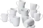 Amazon Basics Kaffeetassen-Set, 12-teiliges Porzellan, 355 ml, Weiß