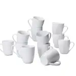 Amazon Basics Kaffeetassen-Set, 12-teiliges Porzellan, 355 ml, Weiß