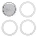 3 Stück Espressokocher Dichtungsring 6 Tassen, Ersatzdichtung Silikon, Dichtungsringe für Kaffeekannen, Mit 1pc Aluminium-Siebeinsatz, Ersatzdichtung für Espressokocher (6 Tassen)