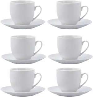 Quid New Renova Set mit 6 Tassen mit Untertasse, Porzellan, 20 cl, mikrowellenge