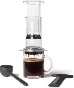 AeroPress Clear Kaffeepresse – 3-in-1 Brühmethode kombiniert French Press, Pour-over, Espresso, vollmundiger Kaffee ohne Bitterkeit oder Rückstände, kompakte Kaffeemaschine für Reisen, transparent