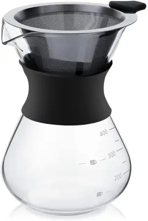 Pour Over Kaffeebereiter Hand Kaffee Edelstahl Handfilter aus Glas mit Permanent