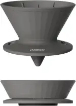 Kaffeefilter wiederverwendbar Silikon Kaffee Filter faltbar tragbar, Kaffeefilter Größe 2, für Reise Camping (Dunkelgrau, mit 10 Stk. Papierfilter)