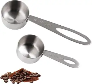 1/8 Tasse 30 ml Edelstahl Kaffeelöffel Portionierer, 2 Stück Kaffeedosierlöffel 