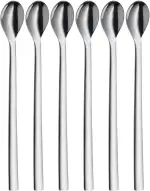 WMF Nuova Longdrinklöffel 6-teilig, lange Löffel 22 cm, Latte Macchiato Löffel, Joghurt, Cocktail, Cromargan Edelstahl poliert, spülmaschinengeeignet