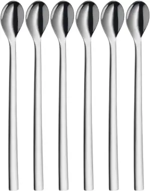 WMF Nuova Longdrinklöffel 6-teilig, lange Löffel 22 cm, Latte Macchiato Löffel, Joghurt, Cocktail, Cromargan Edelstahl poliert, spülmaschinengeeignet