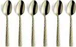 Amefa Felicity Mocca-/Espressolöffel Set 6-teilig | PVD Kaffeelöffel Set für 6 Personen | Champagner | Teelöffel 6 Stück | Gehämmerter Griff