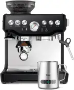Sage - The Barista Express - Kaffeemaschine mit manuellem Milchaufschäumer & Mahlwerk - Automatisches Mahlen, individueller Milchschaum - Schwarzer Trüffel, Milchkännchen mit Temperaturregelung