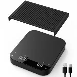 Diyife Kaffeewaage mit Timer, 3kg/0,1g Wiederaufladbare Espresso Waage mit HD LC