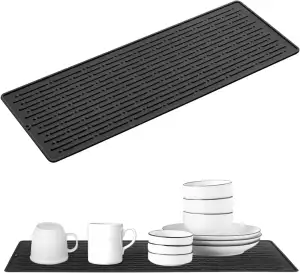 Abtropfmatte aus Silikon 40.5x14.5cm, Rutschfeste Hitzebeständige Geschirr Abtro