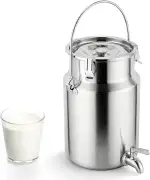 YUCHENGTECH 304 Milchkanne Edelstahl 5L Milchtransportfässer mit Wasserhahn Und Versiegelter Deck...