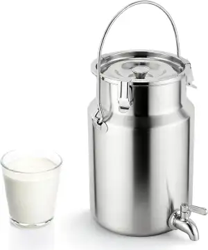 YUCHENGTECH 304 Milchkanne Edelstahl 5L Milchtransportfässer mit Wasserhahn Und 