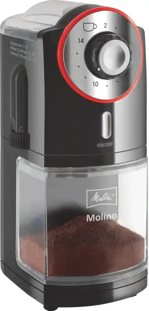 Melitta Molino Kaffeemühle – elektrische Kaffeemühle mit Scheibenmahlwerk für bi