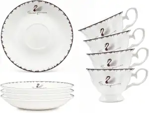 Gold Türkische Kaffeetassen, Mokkatassen-Set für 4 Personen, 4-teilig, Weißgold,