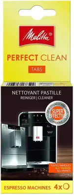 Melitta Perfect Clean Reinigungstabs – für Kaffeevollautomaten & Espressomaschinen, hochwirksame Reinigungstabletten, entfernt Kaffeefette & Rückstände, 4 Tabs