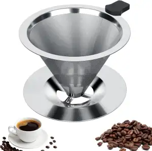 Vicloon Edelstahl wiederverwendbare Kaffee Filter,Papierloser Kaffeefilter,dauer