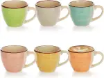 com-four® 6x Espressotassen aus Keramik bis 125 ml - bunte Mokkatassen - handgefertigte kleine Ka...