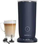 SIMPLETASTE Milchaufschäumer Elektrisch 4-in-1, Heißer & kalter Milchschaum, Milch erwärmen & Kakao, Antihaftbeschichtung, Automatische Abschaltung, Leise & BPA-frei, für Cappuccino & Latte Dunkelblau