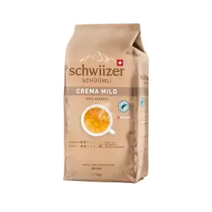 Schwiizer Schüümli Crema Mild, 100% edle Arabica Kaffeebohnen, harmonisch-sanft,