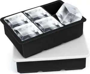 Eiswürfelform Silikon groß XXL Eiswürfel Form mit Deckel Eiswürfelbehälter 6-Fac