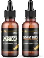 Flavour Drops zuckerfrei Set 2x 50 ml - Vanille & Karamell-Toffee | Geschmackstropfen OHNE KALORIEN zum Süßen mit Pipette | vegan | Für Naturjoghurt, Porridge oder Quark