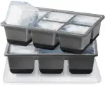 Große Eiswürfelform mit Deckel, JRISBO 6 CM XXL Eiswürfelform Silikon Grosse Eiswürfelbehälter BPA Frei Sicher, Eiswürfel Form Ice Cube Tray Silikonform für Whisky Cocktail (2 Schwarz)