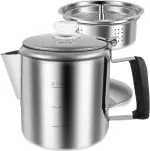 Perkolator Kaffeekanne Edelstahl Camping Kaffeekanne Fast Brew Wasserkocher Outdoor Herd Kaffeemaschine 6 Tassen Kaffee Perkolator für Gruppen Camping Wandern Rucksackreisen