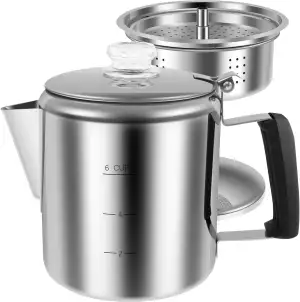 Perkolator Kaffeekanne Edelstahl Camping Kaffeekanne Fast Brew Wasserkocher Outd