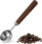 Kaffeelöffel Portionierer Retro Kaffeelöffel aus Edelstahl 15ml Kaffee Dosierlöffel Schwarzem Walnuss-Griff für Messen von Kaffeebohnen Gemahlene Bohnen Tee