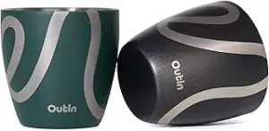 OutIn Espresso-Becher Set aus 2 Stück, doppelwandig isoliert 75ml Edelstahl, tra