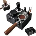 Tamperstation für Barista(51-58mm), Tamping Station aus ABS, Einstellbar Coffee Schwarz Tamper St...