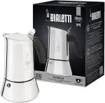 Bialetti - Neue italienische Espressomaschine Venus Induction aus Edelstahl, geeignet für alle Arten von Tellern, 4 Kaffeetassen (170 ml), Silber