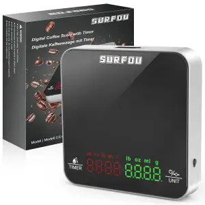 House Mini-Kaffeewaage mit Timer, Wiederaufladbare Espresso & Pour-Over Waage Präzise 2KG/0.1g, Tragbare Digitale Küchenwaage mit Zeitmessung, Feinwaage mit Tara-Funktion