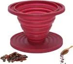 Faltbarer Silikon Kaffee Tropfer - Tragbar, Wiederverwendbar, Für Zuhause, Camping, Büro, Café, Reisen (Rot)