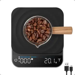RENPHO Digitale Kaffeewaage mit Timer, Wiederaufladbare 0,1g/3kg Präzise Espress