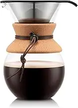 Bodum 11571-109 Pour Over Kaffeebereiter mit Permanentfilter 1 L, Mehrlagig, tra