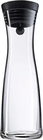 WMF Basic Wasserkaraffe aus Glas, 1 Liter, Glaskaraffe mit Deckel, Silikondeckel, CloseUp-Verschluss