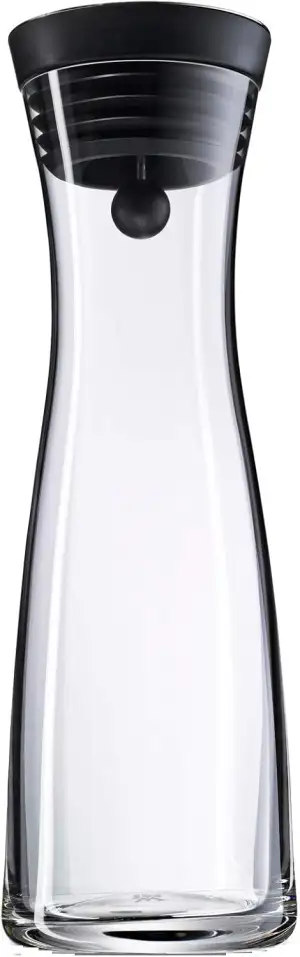 WMF Basic Wasserkaraffe aus Glas, 1 Liter, Glaskaraffe mit Deckel, Silikondeckel, CloseUp-Verschluss