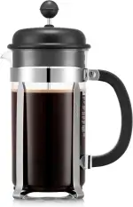 Bodum Caffettiera French Press Schwarz – 1L / 8 Tassen Kaffeebereiter – Hitzebeständiges Glas – Edelstahlfilter – BPA-frei & spülmaschinenfest – Hergestellt in Portugal