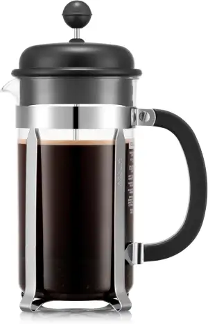 Bodum Caffettiera French Press Schwarz – 1L / 8 Tassen Kaffeebereiter – Hitzebes