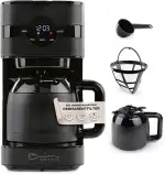 Barista Filterkaffeemaschine mit Thermokanne | 24h Timer & Permanentfilter | Für 8 Tassen Kaffee | Kaffeemaschine für Pulver [Schwarz]