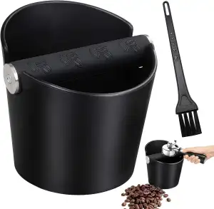 Abklopfbehälter für Siebträger mit Schalldämpfender Klopfstange und Bürste, Knoc