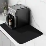 Kaffeematte, Kaffeemaschine Unterlage,Kaffeemaschine Matte,Schnelltrocknend Trockenmatte für Küchenarbeitsplatten Saugfähige Abtropfmatte Kaffeemaschine Abtropfmatte Geschirr (Schwarz, 40 x 50 cm)
